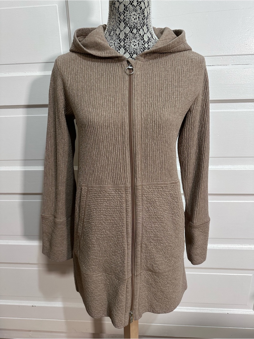 Lululemon Along the Way Full Zip Hoodie Size XXS Heathered Soft Sand $148